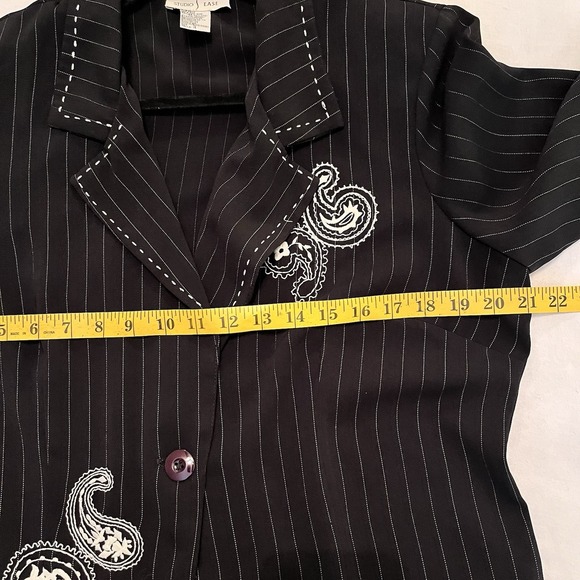 Vintage Women's 90s Blazer Monica Rachel Paisley Pinstripe Work Office Size 14 - Picture 6 of 8